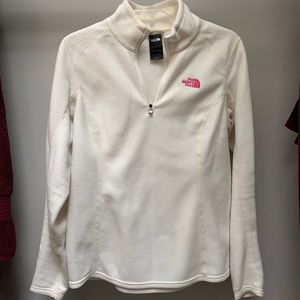 White quarter-zip North Face pullover